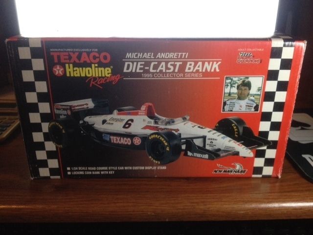 MICHAEL ANDRETTI 1995 COLLECTOR SERIES DIE CAST METAL CAR AND BANK
