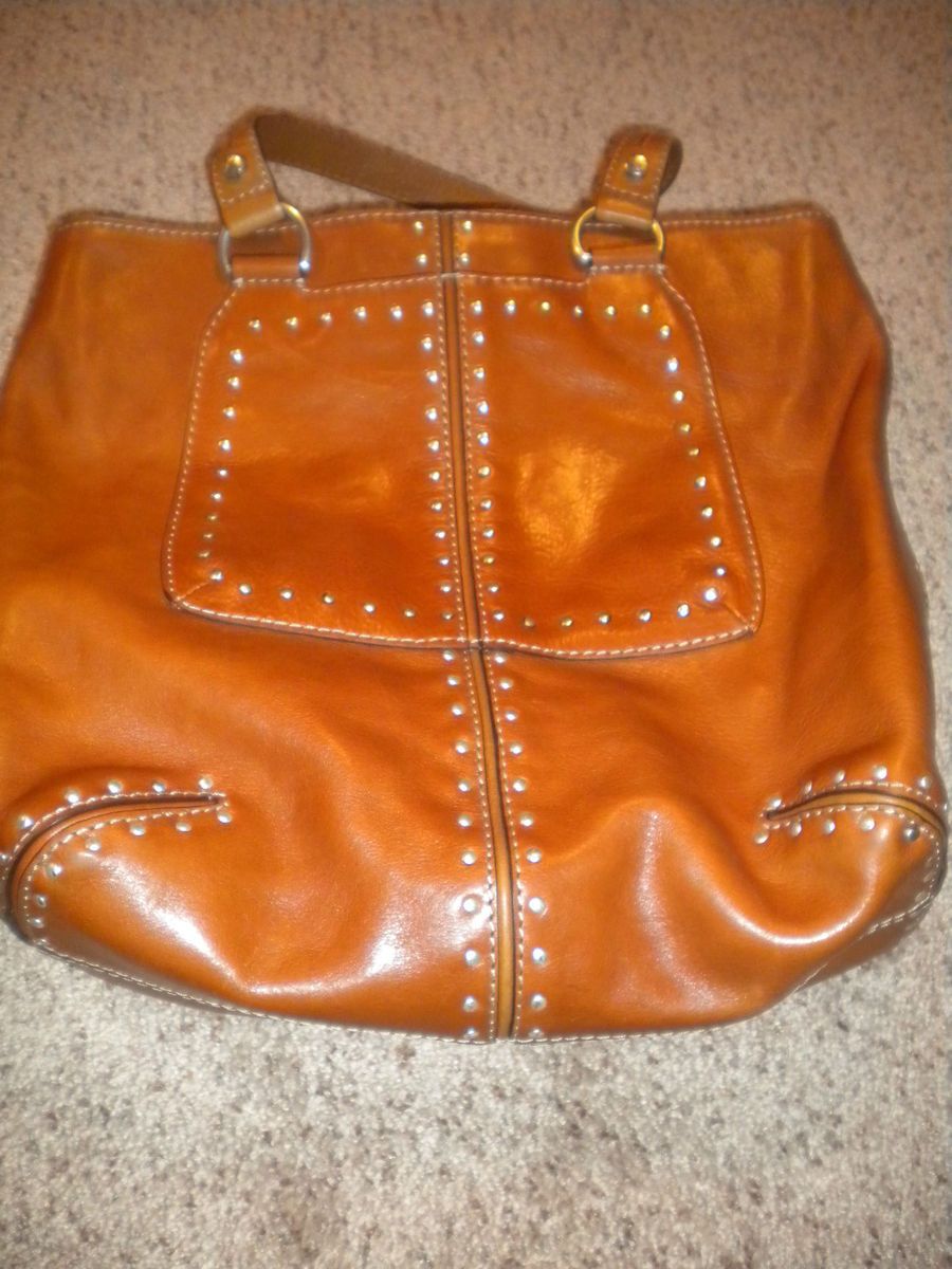 Michael Kors Astor Large Satchel Tote Brown Leather Purse Bag