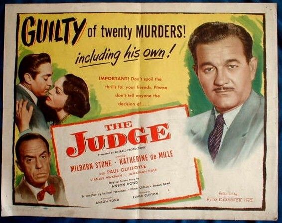 The Judge Movie Poster Milburn Stone Katherine DeMille Film Noir Half