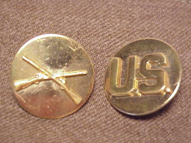 WWII US Army Infantry Uniform Jacket Coat Collar Brass Insignia World