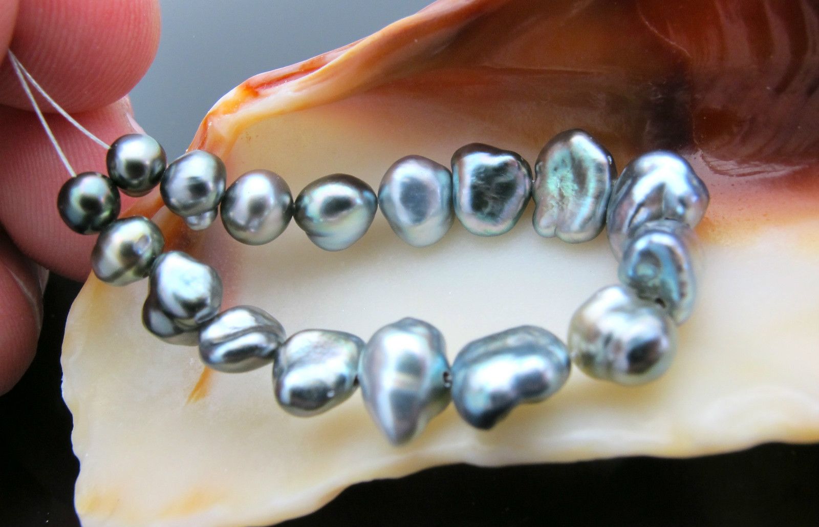 Genuine South Sea Tahitian All NACRE Keishi Pearls, NO IMPLANT~