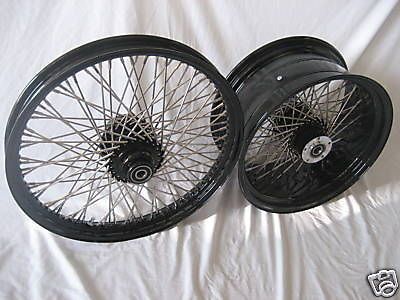 21 X 2.15 & 16 X 6.00 60 SPK WHEELS 4 HARLEY GLOSS BLACK PC HUBS