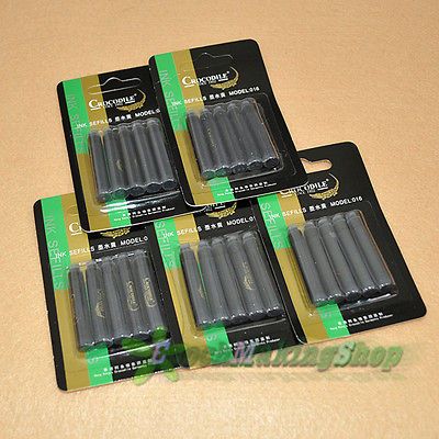 5X5 PCS CROCODILE STANDARD FOUNTAIN PEN REFILLS CARTRIDGES BLACK INK