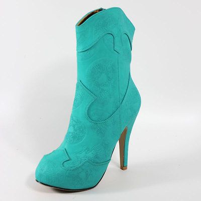 FDW Womens Iron Fist Tigre & Bunny Turquoise Heels Boots Bootie Shoes