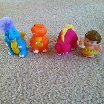 Fisher Price Little People Caveman And 3 Dinos Dinosaurs Dinosaur Dino