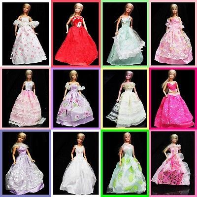 LOT 20 ITEMS=10 Pieces of Wedding Dresses/Gowns For Barbie Dolls