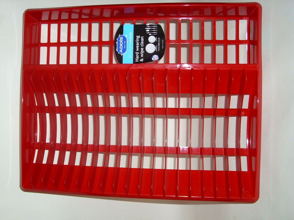 New Addis Red Oblong Plastic Washing Up Dish Drainer