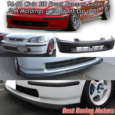 96 98 Civic 2/3/4dr SiR Front Bumper + JDM Molding + Front Lip