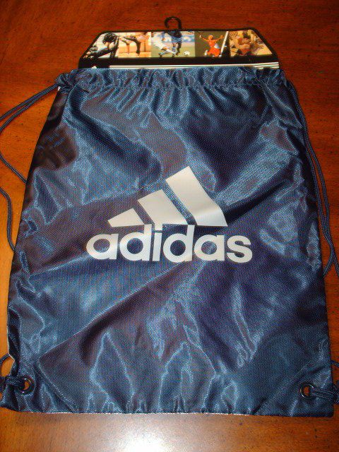 NEW ADIDAS BLUE GRAY BACKPACK GYM TOTE BAG BOOKBAG