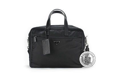 MPRS NEW PRADA VA0611 064 TESSUTO SAFFI BORSA DA LAVORO NERO NYLON