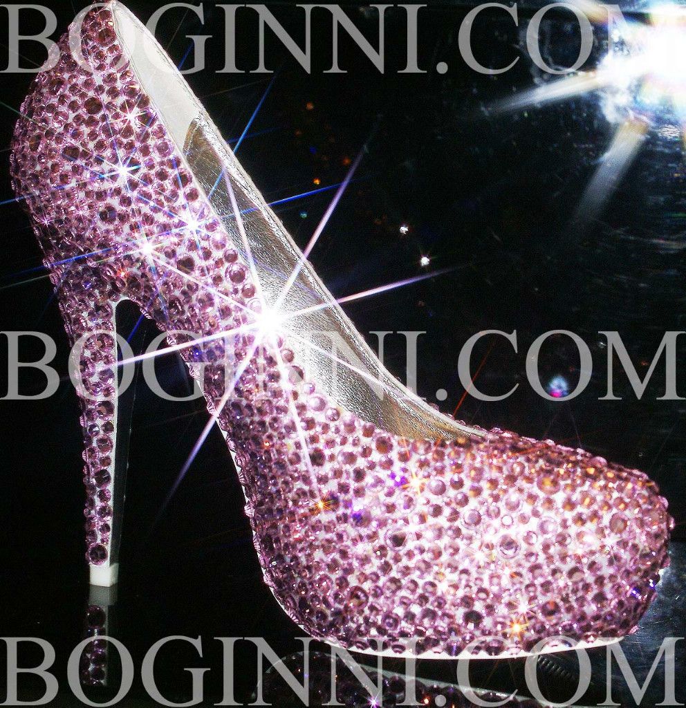 BOGINNI&CO. PINK DIAMONTE CRYSTAL 5 HEEL WEDDING BRIDAL PROM COURT