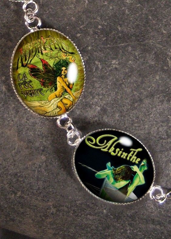 Absinthe Alcohol Sterling Silver Charm Bracelet BR 06