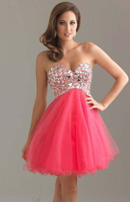 Night Moves by Allure 6410 Coral Strapless Mini Prom Dress Size 0 to