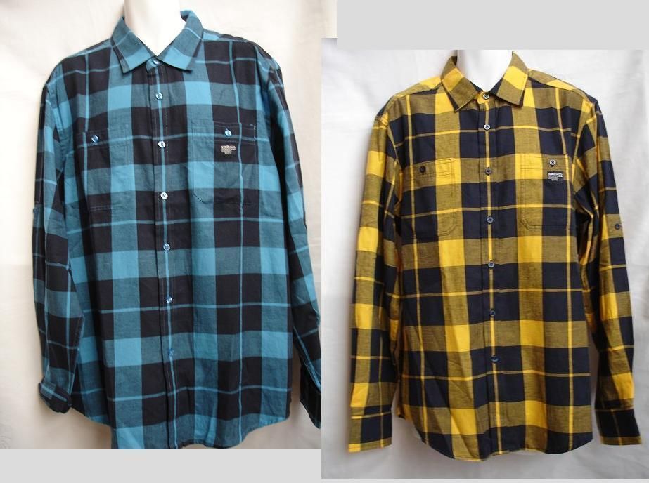 MARC ECKO Mens HATCHETMAN cut & sew plaid LS shirt NEW