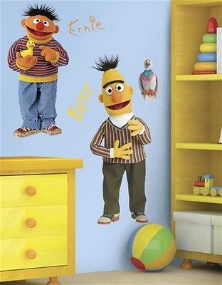 Sesame Street Bert and Ernie Giant Peel Stick Wall Decal Stickers NEW