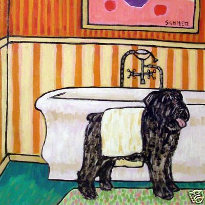 Bouvier Des Flandres Drying off coaster dog art tile