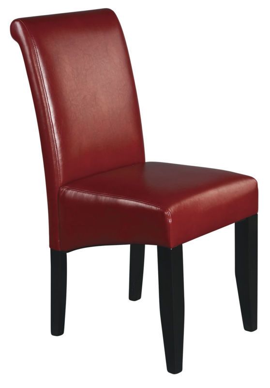 CRIMSON RED Eco Leather Parsons Dining Room Table Armless Desk Chair