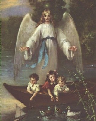 Guardian Angel with Children in Boat 8 x 10 Carded Picture (SFI