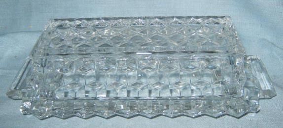 Vintage Glass Butter Dish American Pattern Clear
