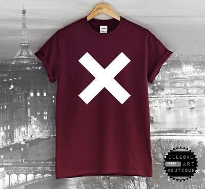 TOP RUM BAND CD COEXIST CROSS INDIE CROOKS AMSTERDAM BURGUNDY TEE