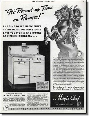 1938 Magic Chef Gas Cook Stove   Round Up Time Ad