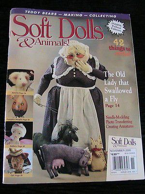 SOFT DOLLS & ANIMALS, NOVEMBER 2000 doll patterns, techniques, tips