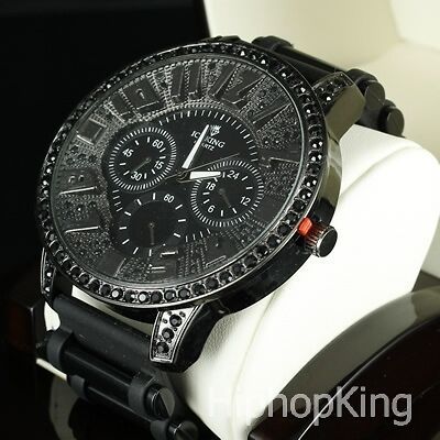 BEST DEAL ALL BLACK HEAVY CUSTOM WATCH BLING BIG POLISHED CASE SOULJA