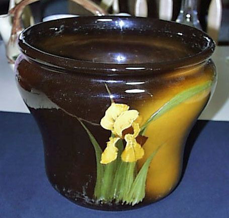 Large Artist Signed Weller Louwelsa Yellow Iris Slip Painted