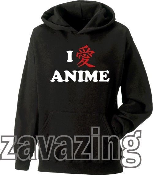 LOVE ANIME UNISEX BLACK HOODIE HOODY MANGA ANIMATION JAPANESE LOVE