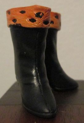 West Barbie Doll ? Black & Orange Boots Rubber Japan Anne Francis