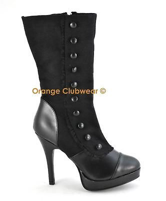 Victorian Steampunk Spats Womens Calf Boots Heels Shoes