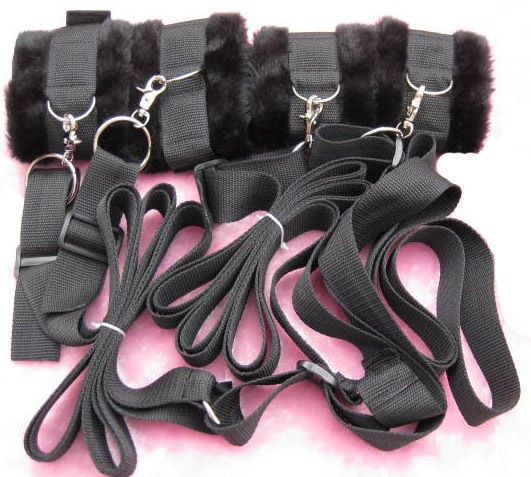 Bed Restraint System High Quality WAIST & ANKLE Fur Cuffs Bondage