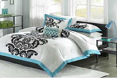 Mizone Santorini Teal 4 piece Duvet Cover Set ALL SIZES W/1 PILLOW