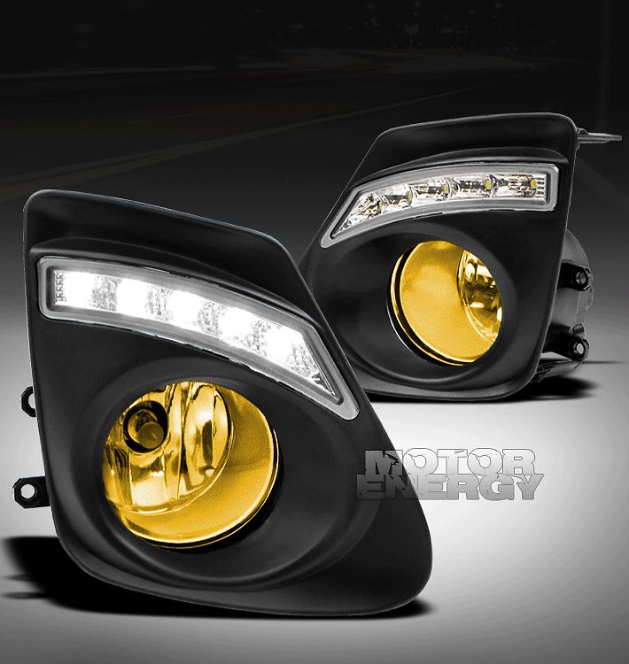 2011 2012 TOYOTA COROLLA BUMPER JDM YELLOW FOG LIGHT LAMP W/DRL LED