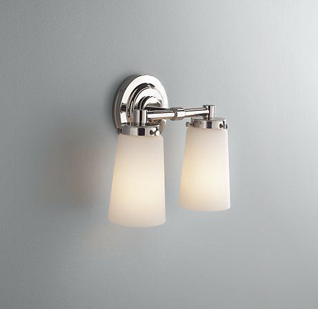 RESTORATION HARDWARE ASBURY DOUBLE SCONCE SATIN NICKEL