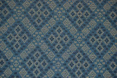 Robert Allen Teal Cream Woven Diamond Medallion Upholstery Fabric