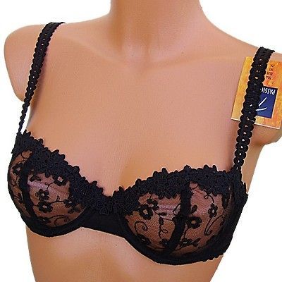 PASSIONATA Paris Demi Bra Lace Sheer Half Cup Black /USA 36D /EUR 80D