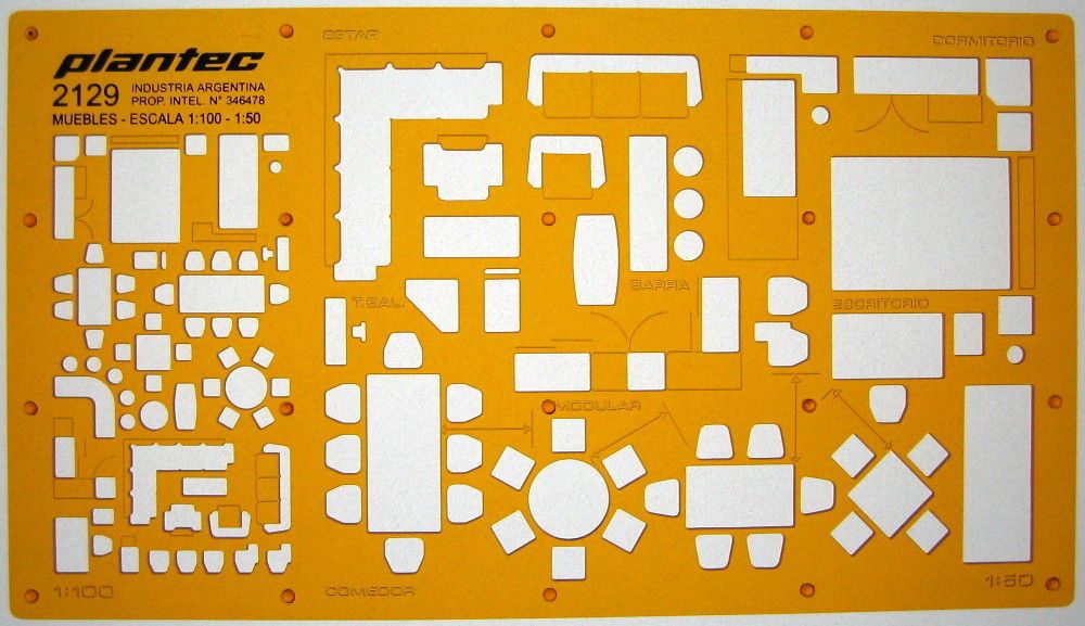 50 and 1100 Scale Architect Furniture Layout Symbols Drawing