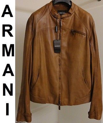 emporio armani brown leather jacket