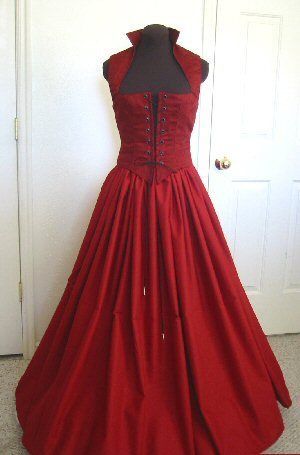 BLOOD RED Renaissance Bodice and Skirt   Dress or Costume Many