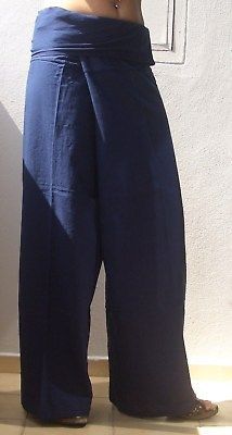 Thai Fisherman Yoga Boho Meditation Pants Blue Cotton