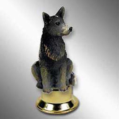 Australian Cattle Dog Figurine Lamp Light Finial Hand Painted Blue