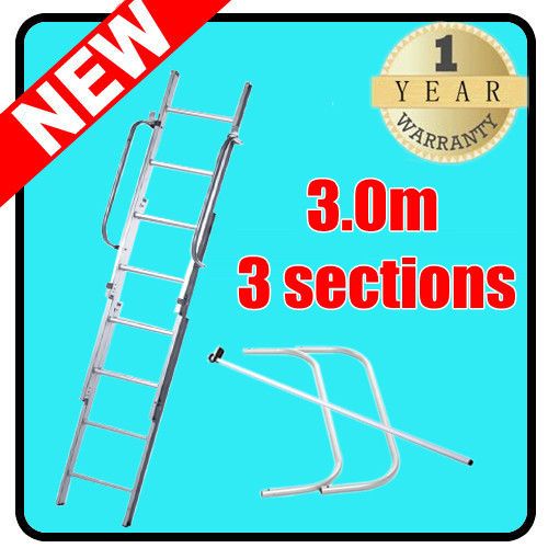 Extended Extending Folding Triple/3 Section garret attic Loft Ladder