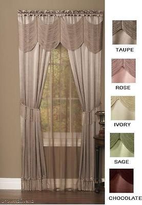 CURTAIN, SHEERS & AUSTRIAN VALANCE 84 LONG TAUPE TAN