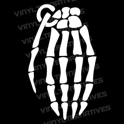 Skeleton Hand Grenade Vinyl Decal Sticker 13 Colors And 7 Sizes