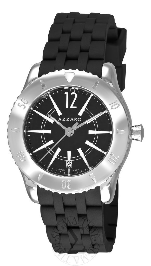 Azzaro Mens Coastline Black Dial Black Rubber Strap Watch AZ2200.12BB