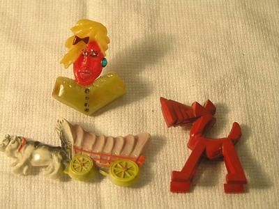 Vtg Old Plastic Jewelry Brooch Lot Celluloid Bakelite ? Scottie Dog