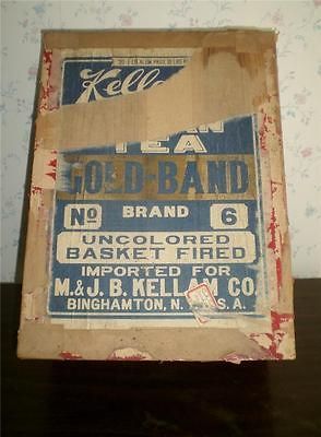 ANTIQUE M & J B KELLAM CO BINGHAMTON NY GOLD BAND JAPANESE TEA WOOD