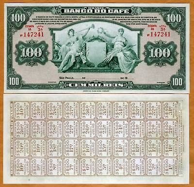 Brazil, Banco Do Cafe, 100 Mil Reis, 1890, P S541 aUNC