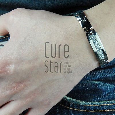 MAGNETIC Silver Stars TITANIUM Health Balance Bracelet Wristband